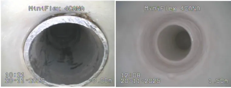 Photo avant et après le chemisage par résinage