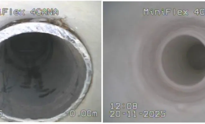 Avant et après un chemisage par résinage